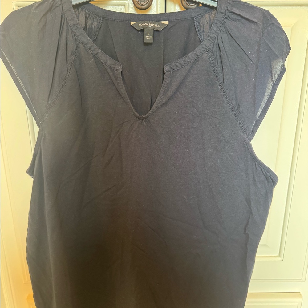 Banana Republic Blue Cap Sleeve Blouse